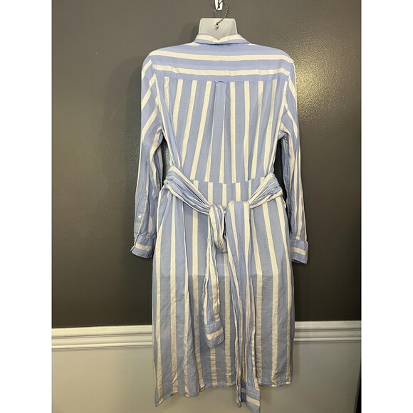 GANT Rugger Shirt Dress Womens Large Blue White Striped Belted Button Front - Picture 9 of 15